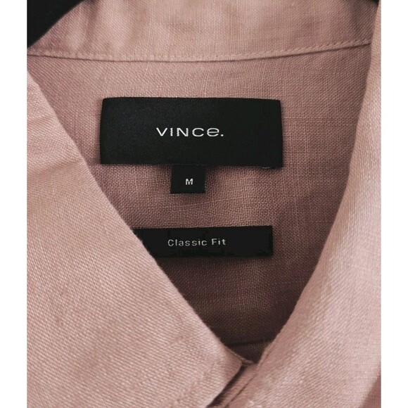 Vince Men 100% Linen Short Sleeve Button Shirt Top M Classic Fit - Picture 2 of 8